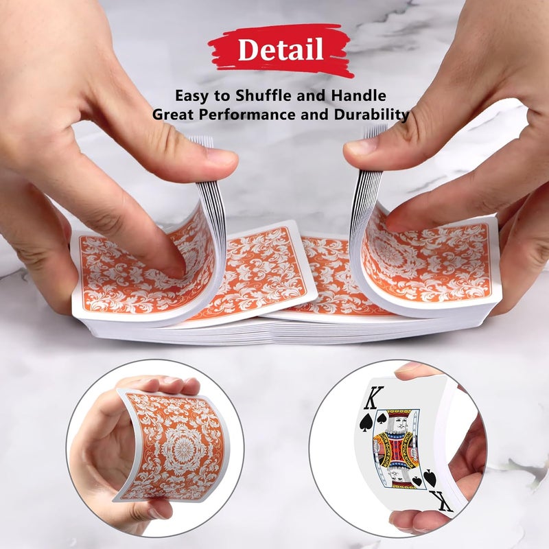 Metsyth Playing Cards,Deck of Cards,Playing Card 2 Pack,Poker Cards Set,Jumbo Large Print Playing Cards for Adults Seniors,Card Games for Family Game Night Party (Green and Orange) - Image 3
